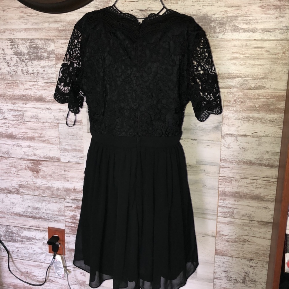 Angel in Disguise Black Lace Skater Dress black flowy mini dress size medium​​​ - Picture 10 of 12